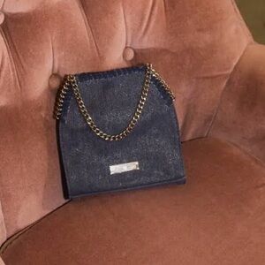INC International Concepts Blue Denim Crossbody Chain Bag
